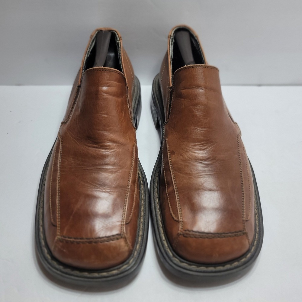 Franco Fortini Mens Brown Leather Square Toe Slip On Loafers Size 11 M 326-808